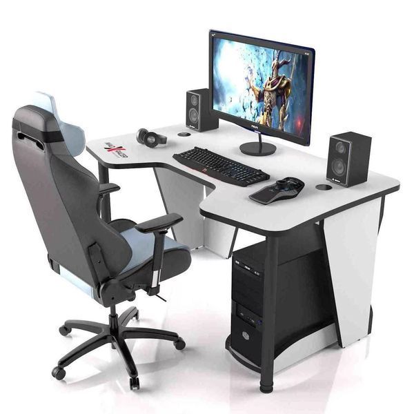 Комп'ютерний Геймерський стіл COMFORT GT14 (140 см) білий з чорним 1935414988 фото